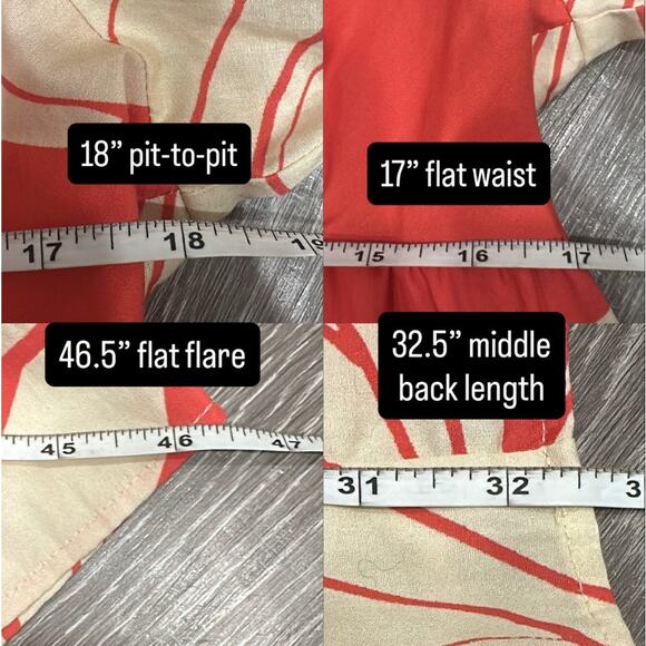 Hutch Coral Plumeria Print Puff Sleeve Tiered V-Neck Mini Dress Preppy Coastal - Picture 13 of 13